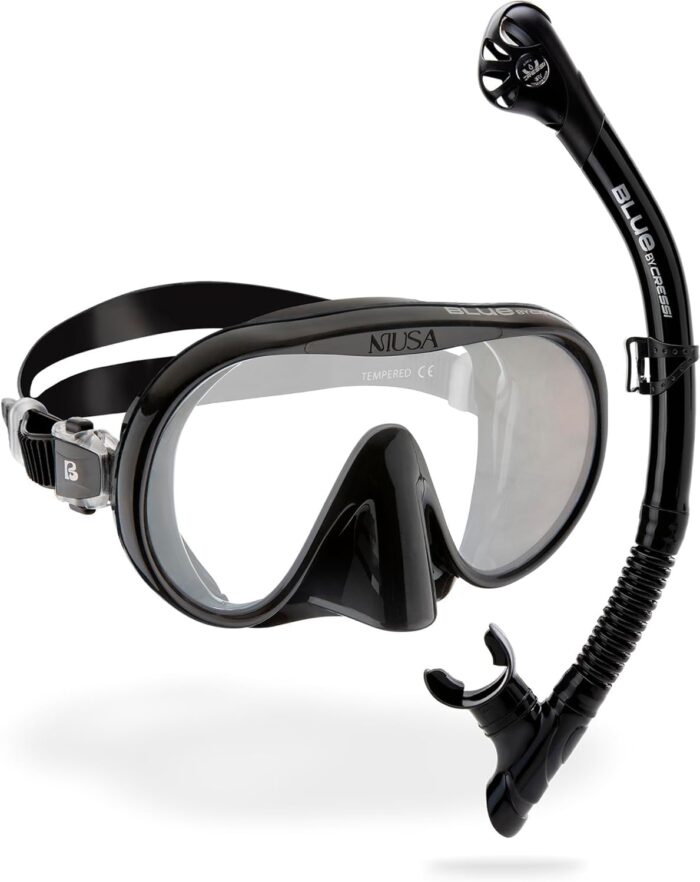 Cressi Adult Wide View Single Lens Comfortable Snorkeling Mask & Dry Snorkel - Musa & Scilla: Made in Italy - Image 2