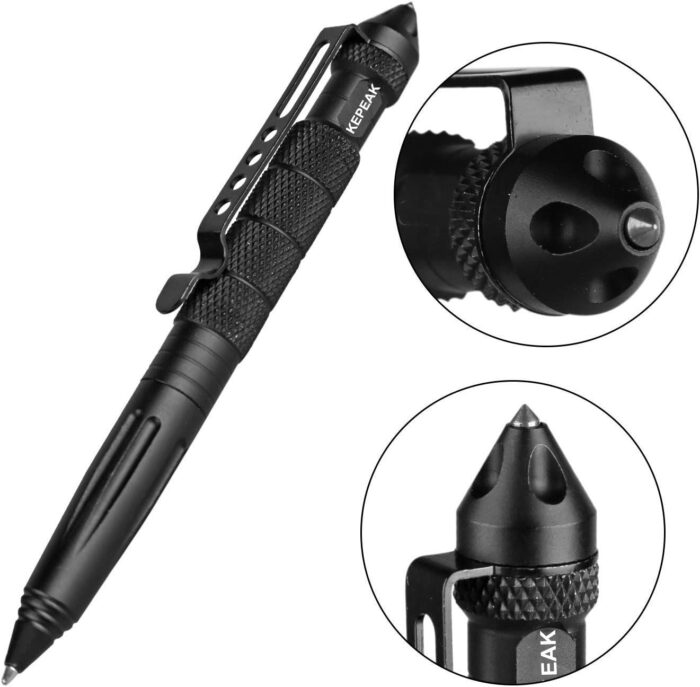 KEPEAK Military Tactical Pen, Professional Self Defense Pen, Emergency Glass Breaker Pen - Tungsten Steel, Writing Tool with 6 Refill - Image 3
