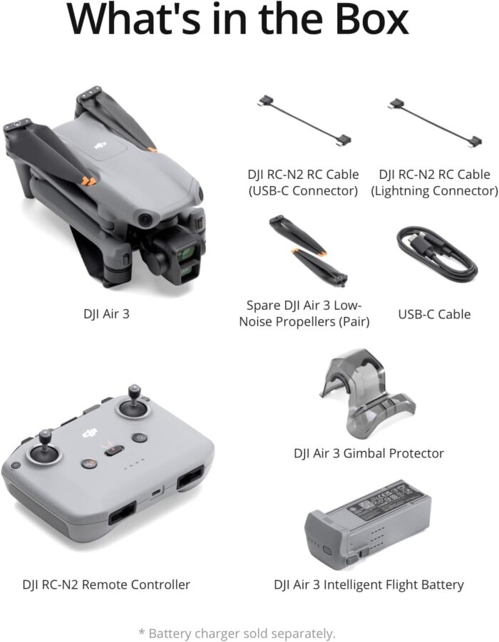 DJI Air 3 (DJI RC-N2), Drone with Medium Tele & Wide-Angle Dual Primary Cameras, 46-Min Max Flight Time, Omnidirectional Obstacle Sensing, 48MP Photos, 4K/60fps HDR, Compliance with FAA Remote ID - Image 5