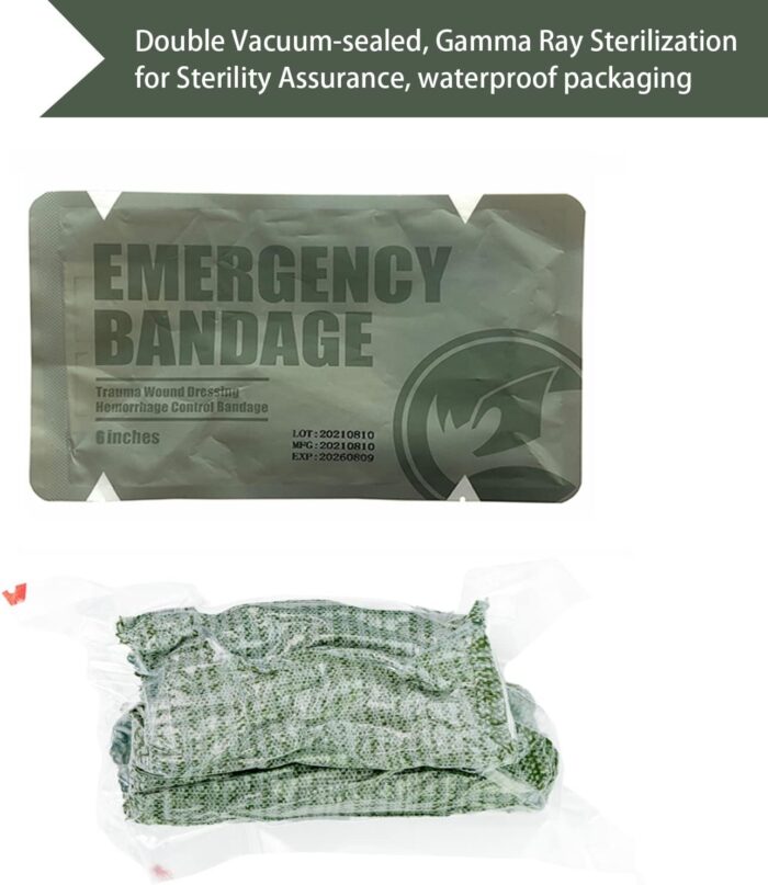RHINO RESCUE 6" Israeli Style Emergency Bandage, Compression Trauma Wound Dressing, Medical Sterile Vacuum Sealed, Combat Tactical First Aid Kit IFAK Supplies, 5 Count - Image 4