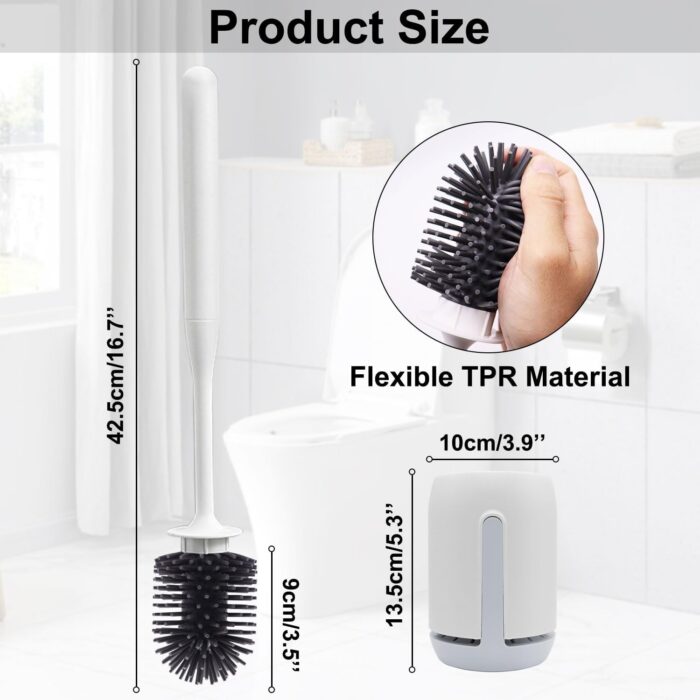 RV Toilet Bowl Brush and Holder, Ventilated Toilet Cleaner Brush with Long Handle and Flexible Bristles, Wall Mount for Motorhome Travel, Travel Trailers, Camper - Image 2