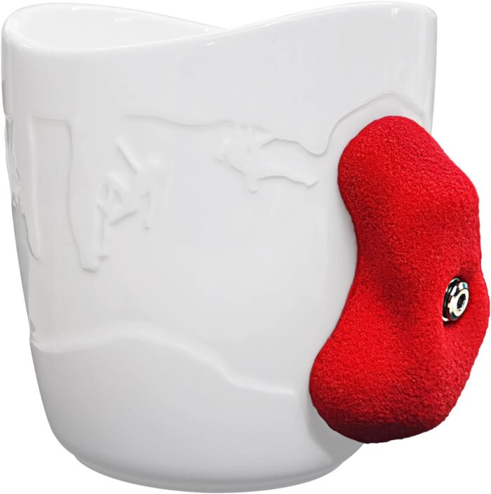 TWO STONES Rock Climbing Coffee Mug for Rock Climber as Rock Climbing Gift for Climbers (White + Red) - Image 2