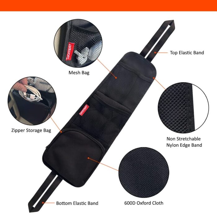 Luckybay Car Seat Side Organizer, Auto Seat Storage Hanging Bag, Phones, Drink, Stuff Holder with Mesh Pocket for Cars, SUV & Truck - Image 4