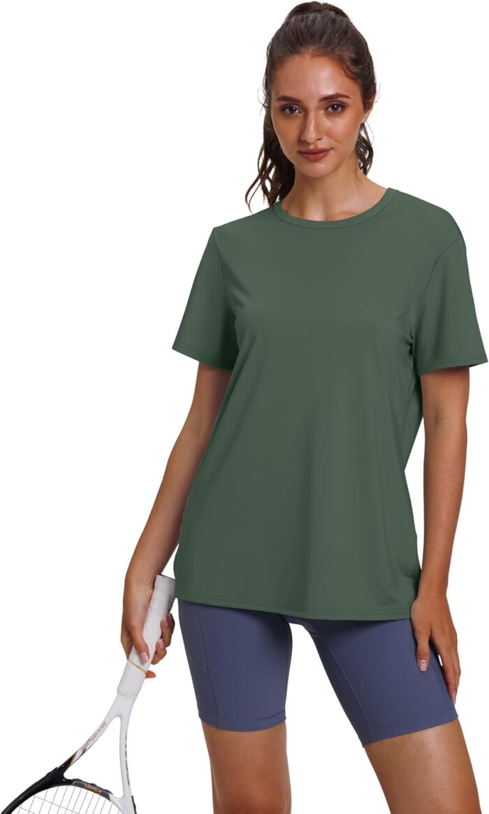 OFEEFAN Workout Tops for Women UPF 50+ Breathable Quick Dry Loose Fit T Shirt Outdoor Yoga Running Hiking Gym Tee Top - Image 2