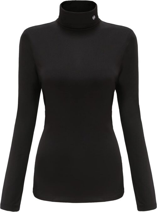 SSLR-Thermal-Shirts for-Women-Turtleneck Long Sleeve Tops Fleece Lined Winter Slim Fitted Mock Neck Base Layer