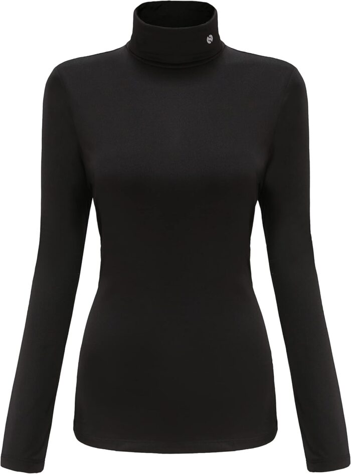 SSLR-Thermal-Shirts for-Women-Turtleneck Long Sleeve Tops Fleece Lined Winter Slim Fitted Mock Neck Base Layer