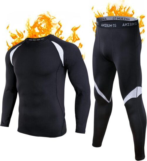 Muezna Men's Thermal Top and Bottom Set Underwear Long Johns Base Layer with Soft Fleece Lined