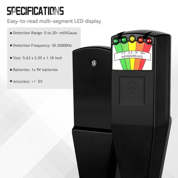 color tree Handheld LED EMF Magnetic Field Ghost Hunting Detector Electromagnetic Paranormal Equipment Tester 50Hz-20,000Hz Black - Image 4