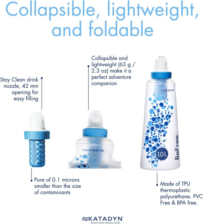 Katadyn BeFree 1.0L Ultralight Collapsible Water Filter Bottle for Hiking, Camping, Backpacking - Image 4