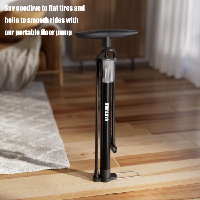 VIMILOLO Bicycle Pump, Bike Floor Pump with Gauge Inflator for Presta and Schrader Valve Portable Tire Pumps for Ball Bike Pumps - Image 6
