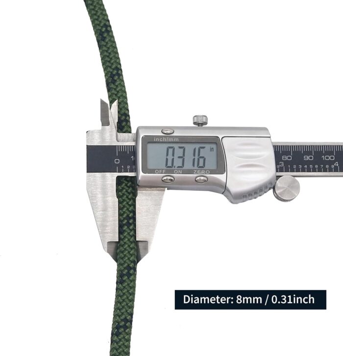 NewDoar CE & UIAA Certificated 14KN 8mm(5/16in) Static Climbing Rope High Strength Accessory Cord Double Braid Safety Rope for Outdoor Survival, Hiking, Mountaineering (ArmyGreen 8mm,50ft) - Image 6