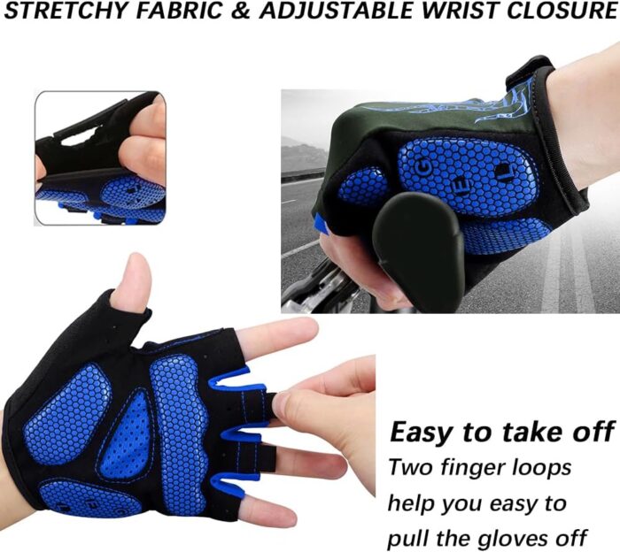 MOREOK Cycling Gloves Bike Gloves for Men/Women-[5MM Gel Pad] Half Finger Bicycle Biking Gloves for Cycling/Weight Lifting/Gym/Motorcycle/Rowing/Outdoor Sports - Image 4