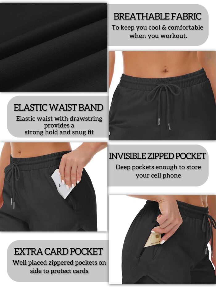 Women's Running Shorts with Liner 3 Zipper Pockets Elastic Workout Athletic Gym Yoga Shorts - Image 5