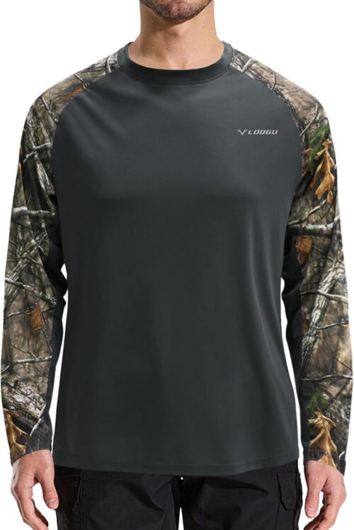 LOOGU Men's UPF 50+ UV Sun Protection SPF Rash Guard Lightweight Long Sleeve Shirts Outdoor for Fishing Hiking Swimming