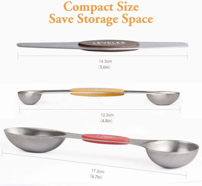 Magnetic Measuring Spoons Set of 8 Stainless Steel Dual Sided Stackable Measuring Spoons Nesting Teaspoons Tablespoons for Measuring Dry and Liquid Ingredients - Image 2