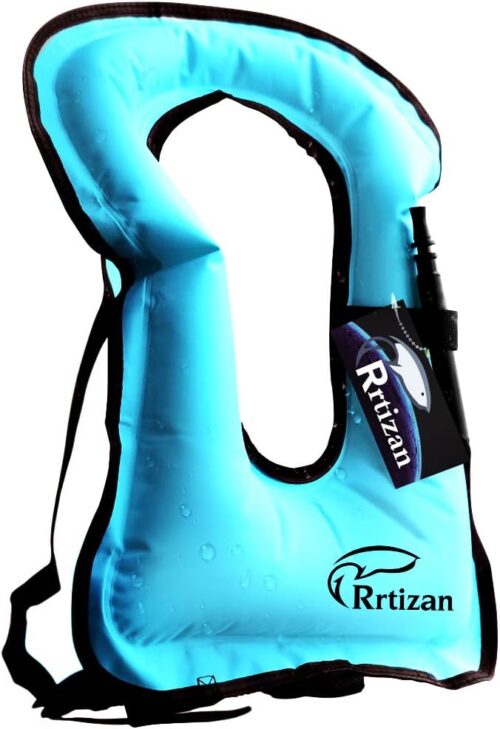 Rrtizan Snorkel Vest, Adults Portable Inflatable Swim Vest Jackets for Snorkeling Swimming Diving Safety