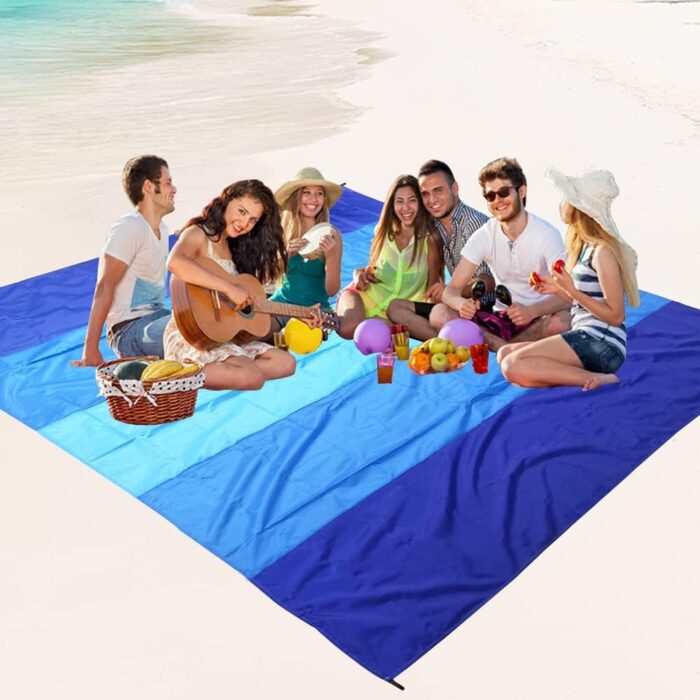 Beach Blanket Waterproof Sandproof Beach Mat 79" X 83" /10'x9'for 2-8 Adults Quick Drying Outdoor Picnic Mat Beach Accessories for Travel, Camping, Hiking - Image 6