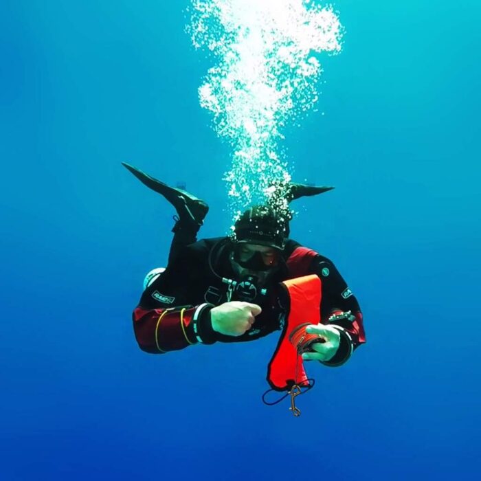 4ft Red Scuba Diving SMB, Open Bottom Surface Marker Buoy with Safety Sausage with 49ft Alloy Dive Reel and Double-Ended Bolt Clip for Underwater Sports-Gray - Image 6