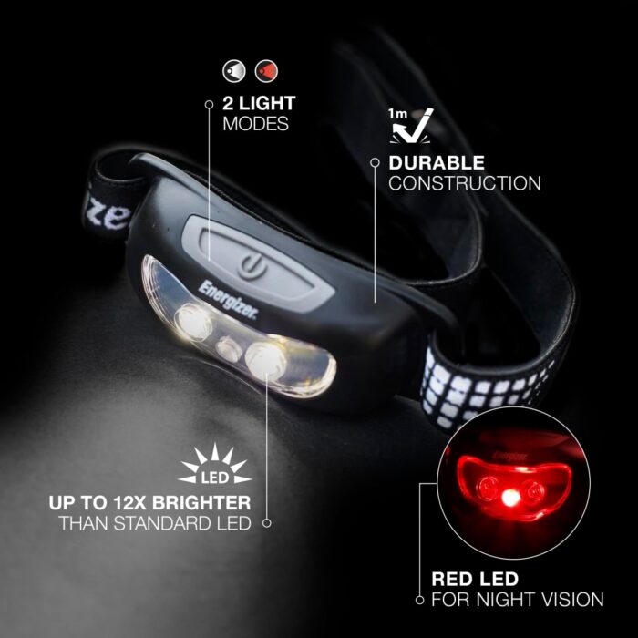 Energizer Universal+ LED Headlamp (2-Pack), IPX4 Water Resistant Headlamps, Bright Head Light for Outdoors, Camping, Running, Storm, Survival LED Light for Emergencies (Batteries Included) - Image 4