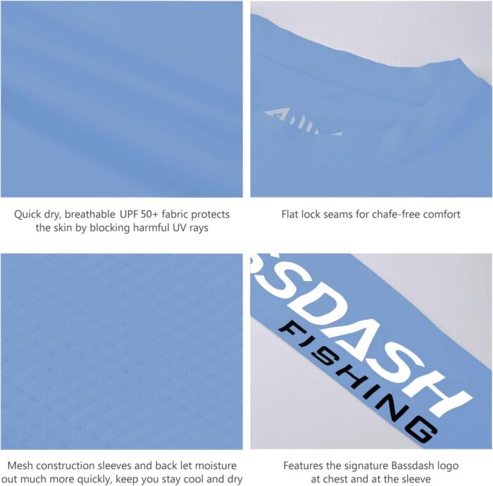 BASSDASH Fishing T Shirts for Men UV Sun Protection UPF 50+ Long Sleeve Tee T-Shirt - Image 4