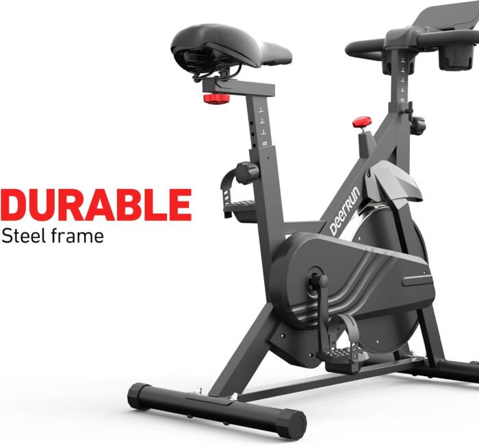 DeerRun Exercise Bike, Indoor Cycling Bike Brake Pad/Adjustable Magnetic Stationary Bike with App, Low Noise Workout Bike for Home Cardio 300lbs Weight Capacity with Pad Mount & LCD Monitor - Image 6