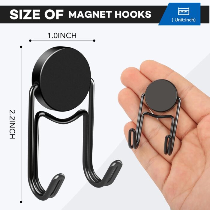LOVIMAG Black Magnetic Hooks, Cruise Essentials, Cruise Must Haves, 50Lbs Swivel Heavy Duty Magnetic Hooks for Cruise Cabins, Hanging, Refrigerator, Classroom, Grill, and Strong Magnet Hook -5 Pcs - Image 4