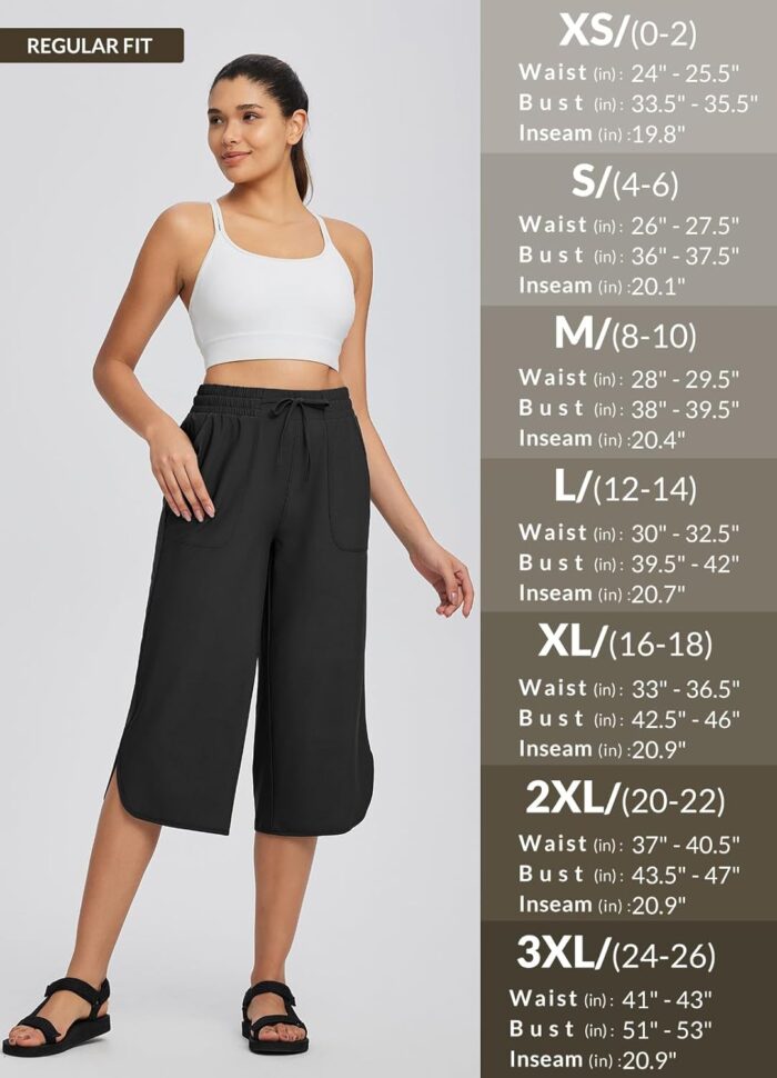 baleaf Women's Capri Pants Wide Leg Plus Size UPF50+ Lightweight Quick Dry Pants Casual Loose Sweatpants Hiking Walking - Image 7