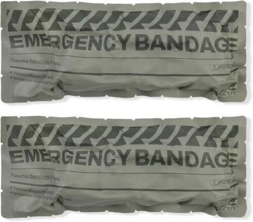 RHINO RESCUE 6" Israeli Style Emergency Bandage, Compression Trauma Wound Dressing, Medical Sterile Vacuum Sealed, Combat Tactical First Aid Kit IFAK Supplies, FSA HSA Eligible, 2 Count