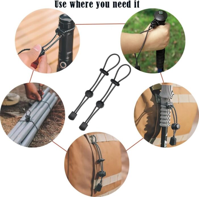 Backpack Hiking Stick Holder Straps, Elastic Lanyard Cord Rope for Walking Pole Fixing Buckle Adjustable Trekking Poles for Camping Hiking Mountaineering Tactical Bag Accessories 10Pcs - Image 4