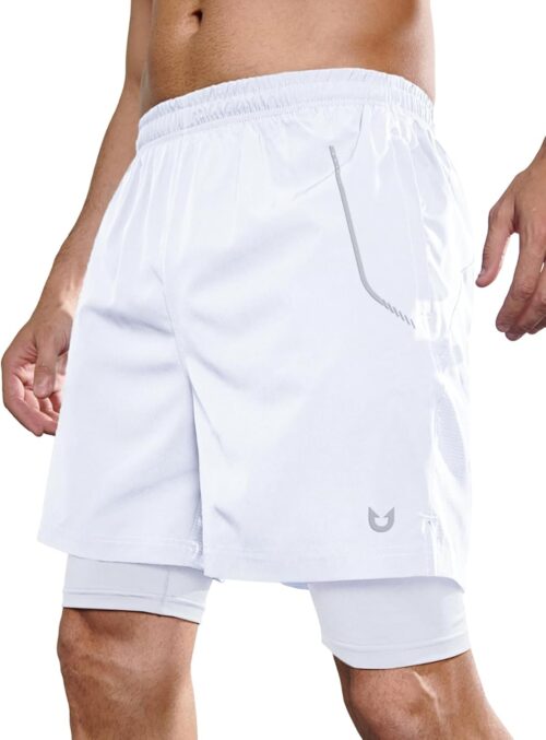 NORTHYARD Men's 2 in 1 Workout Shorts 5" Running Athletic Quick Dry Shorts Gym Sports Basketball Tennis with Phone Pockets