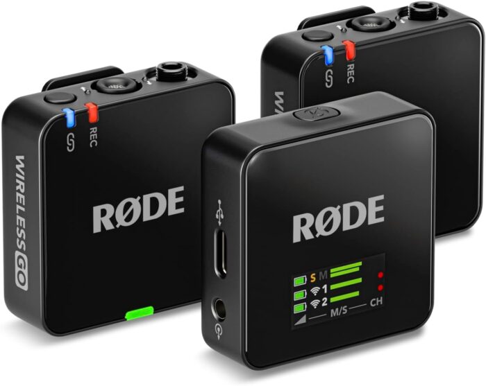 Rode Wireless GO (Gen 3) 2-Person Compact Digital Wireless Microphone Recorder Black Bundle with Grade Lavalier Lapel Microphone (2 Pack), Kellards Cleaning Cloth - Image 3