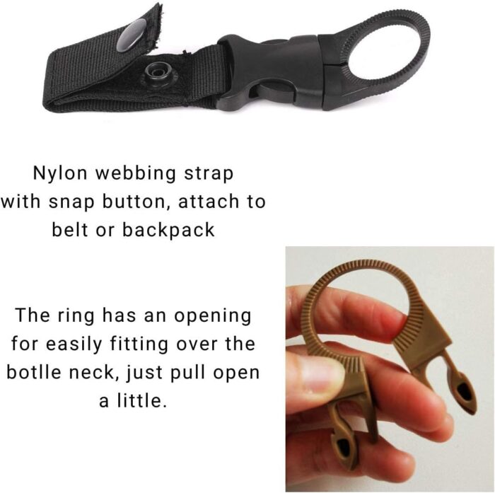 3pcs Bottle Hanging Buckle Clip, Portable Water Bottle Ring Holder with D-Ring Hook, Nylon Webbing Keychain, Mineral Water Bottle Clip for Backpack Belt Outdoor Camping Hiking Mountaineering Traveling - Image 3