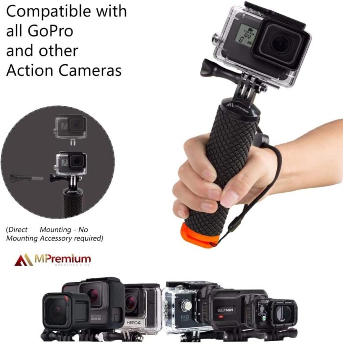 Floating Hand Grip Waterproof Monopod for GoPro Hero 13 12 11 10 9 8 7 6 5 4 3+ Session Black Silver Action Camera Handler & Handle Mount Accessories for Underwater Snorkeling & Water Sports (Orange) - Image 9