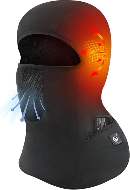 Heated Ski Mask Balaclava for Men & Women, Electric Heated Face Mask,Winter Outdoor Black Windproof