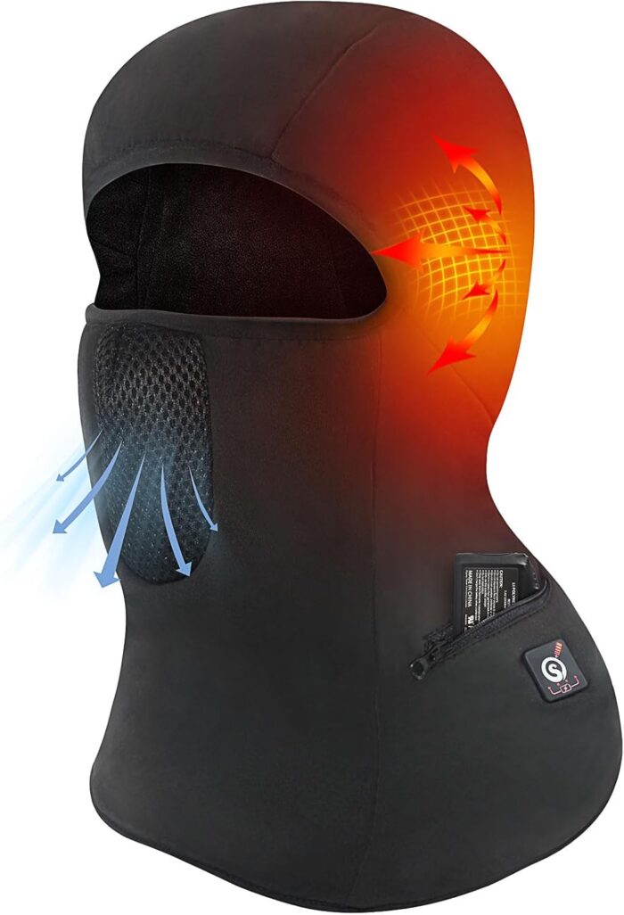 Heated Ski Mask Balaclava for Men & Women, Electric Heated Face Mask,Winter Outdoor Black Windproof