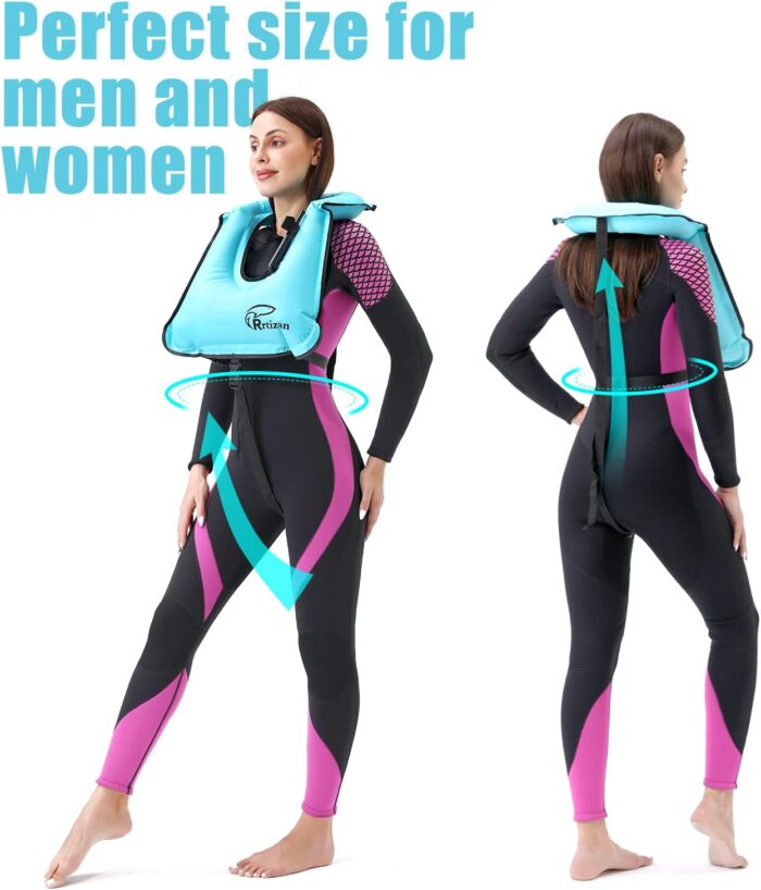 Rrtizan Snorkel Vest, Adults Portable Inflatable Swim Vest Jackets for Snorkeling Swimming Diving Safety - Image 5