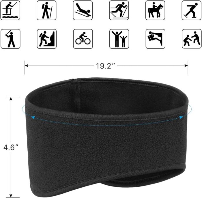 Ear Warmers Headband, Fleece Earmuffs Running Headband Winter Ear Covers Moisture Wicking Ski Sport Headband for Men & Women (19.2 inches, One Size, Cycling) - Image 7