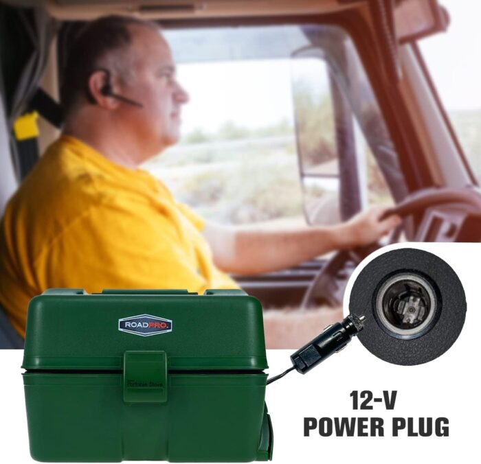 RoadPro RPLBSTOVET2 Electric Lunch Box Oven for Truck Portable Food Warmer Heated Lunch Box for Adults 12v Car Stove Van Life Travel or Construction – Deluxe, Hunter Green, 1 Quart - Image 4