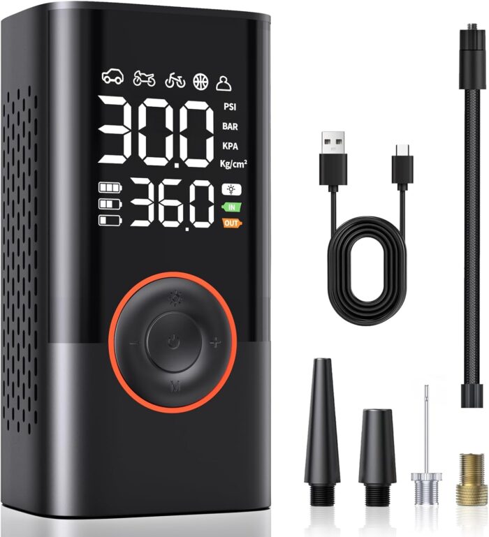 Tire Inflator Portable Air Compressor Portable Cordless Mini Air Pump with Digital Pressure Gauge 150PSI 3X Fast Inflation and Auto Shutoff Function Tires Pump for Cars Motorcycles Bikes Balls - Image 8