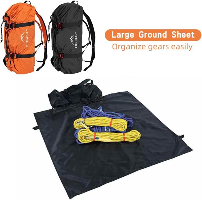 Rock Climbing Rope Bag, Large Capacity Folding Rope Storage Backpack with Ground Sheet, Adjustable Straps Outdoor Climbing Gears Orange - Image 3