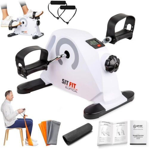 SITFIT Mini Elliptical Pedal Exerciser, Under Desk Elliptical, Leg Exercise Machine While Sitting, Upper & Lower Mobility System for Seniors