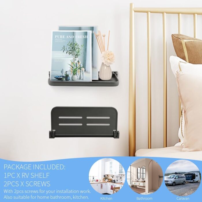 LOQJSS RV Aluminum Foldable Shelf,90° Foldable Wall Shelf RV Shelves Aluminum RV Shelf,Wall-Mounted Folding Shelves,for Camper, Trailer Bed, Kitchen and Sofas - Image 8