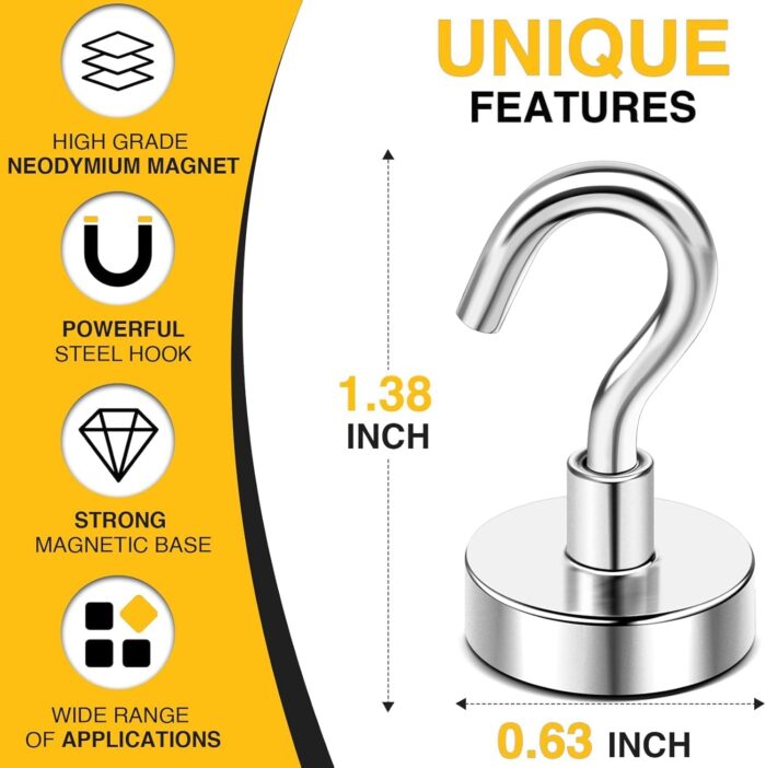 DIYMAG Magnetic Hooks, 30lbs+ Magnet Hook 2025 Cruise Cabin Ship Essentials Heavy Duty Strong Magnets Refrigerator Fridge Hanging for Classroom Beach Vacation Kitchen Grills Home 20 Pack (Silver) - Image 5