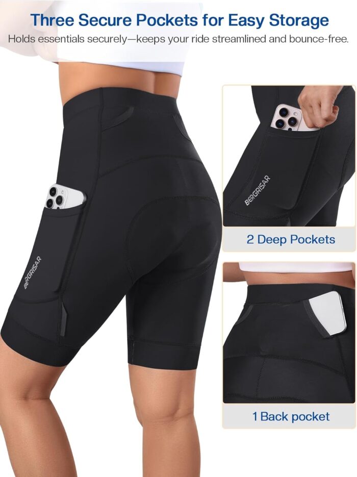 BERGRISAR Women's 4D Padded Bike Shorts Cycling Shorts with 3 Pockets Bicycle Biking Shorts - Image 4