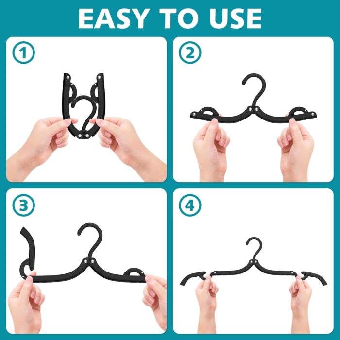 30 Pcs Travel Hangers Portable Foldable Travel Hanger Organizer, Plastic Travel Accessories Essentials Clothes Drying Rack Folding Hangers for Traveling Camping Flying RV Cruises Suitcase, Blac - Image 6