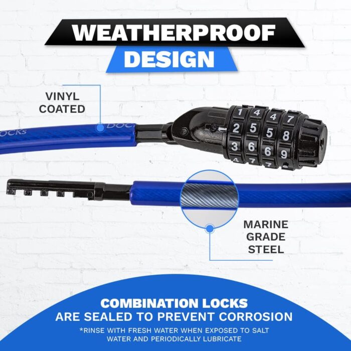 Weatherproof Coiled Security Cable Lock (5ft to 25ft Lengths) with Resettable Combination, Anti-Theft Protection for Kayaks, Bikes, Paddleboards, Scooter, Equipment, Bicycles and More - Image 4
