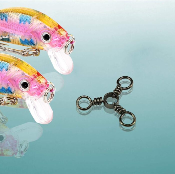 AMYSPORTS Fishing Connector Fish Swivels Tackle 3 Way Fishing Swivel Saltwater Freshwater Fishing Tackle Accessories Crossline Trolling Line Lure Connector - Image 7