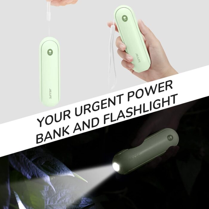 JISULIFE Portable Handheld Fan, Mini 3 In 1 with Rechargeable Battery, Personal Pocket Fan for Travel, Outdoor, USB Power Bank, Flashlight, Essential Ideal Gifts for Men/Women/Family/Friends - Green - Image 7