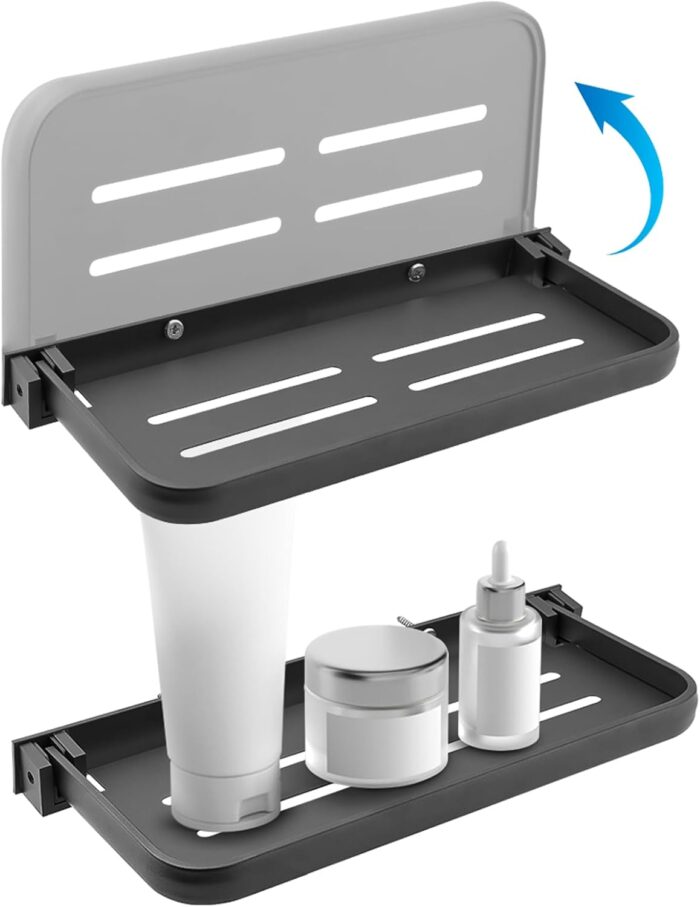 LOQJSS RV Aluminum Foldable Shelf,90° Foldable Wall Shelf RV Shelves Aluminum RV Shelf,Wall-Mounted Folding Shelves,for Camper, Trailer Bed, Kitchen and Sofas