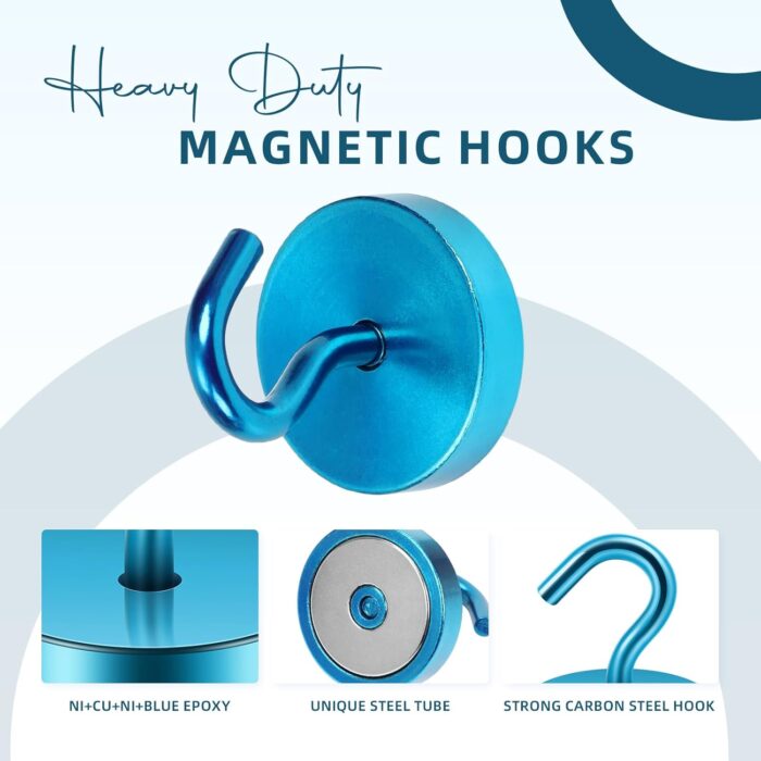 Neosmuk Magnetic Hooks, Cruise Ship Essentials, 120lb+ Heavy Duty Magnetic Hooks for Cruise Cabins, Refrigerator, Grill, Hanging, and Travel | Extra Strong Must-Haves Magnet Hook,RoyalBlue - Image 5